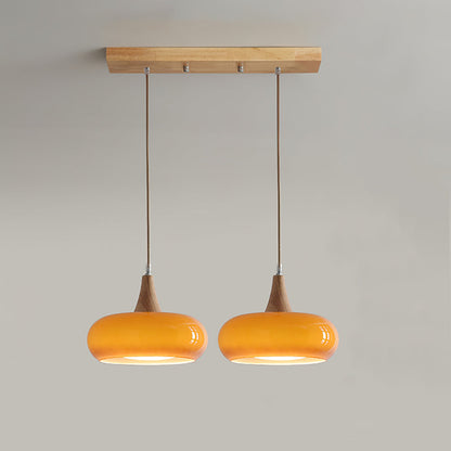Pebble Glass Wood Pendant Light