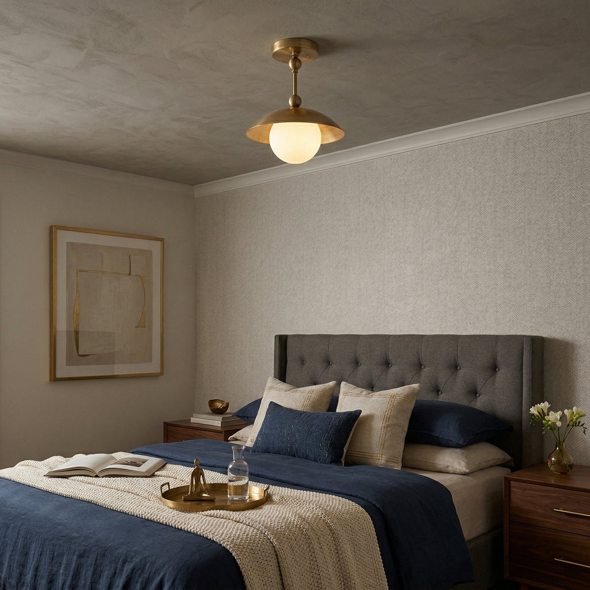 Brass Dome Semi-Flush Ceiling Light