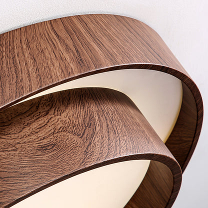 Walnut Spiral Ring Ceiling Light