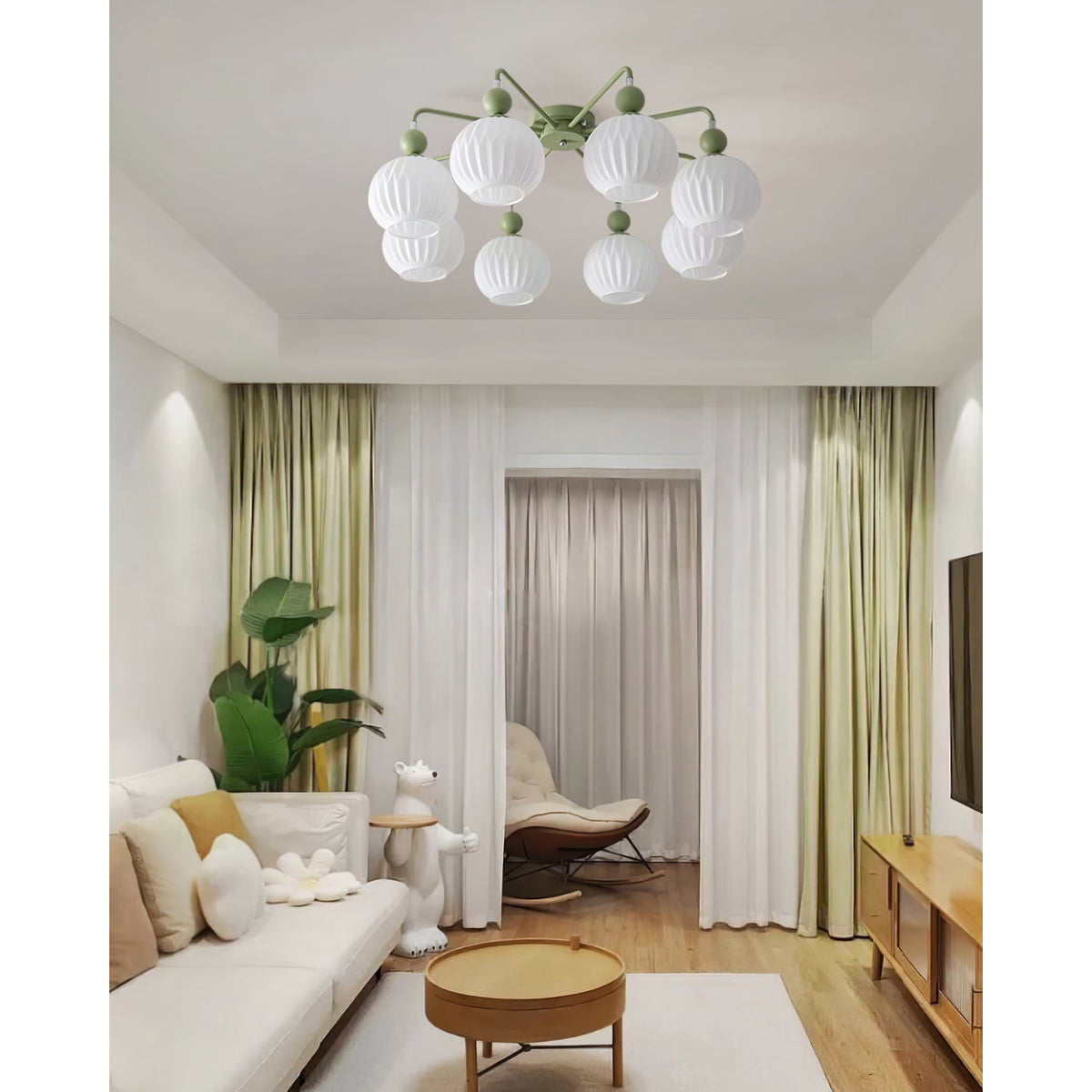 Ribbed Opal Glass Semi-Flush