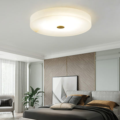 Alabaster Drum Flush Ceiling Light