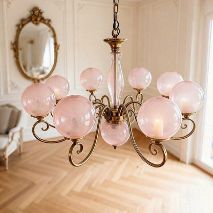 Scrolled Brass Globe Chandelier