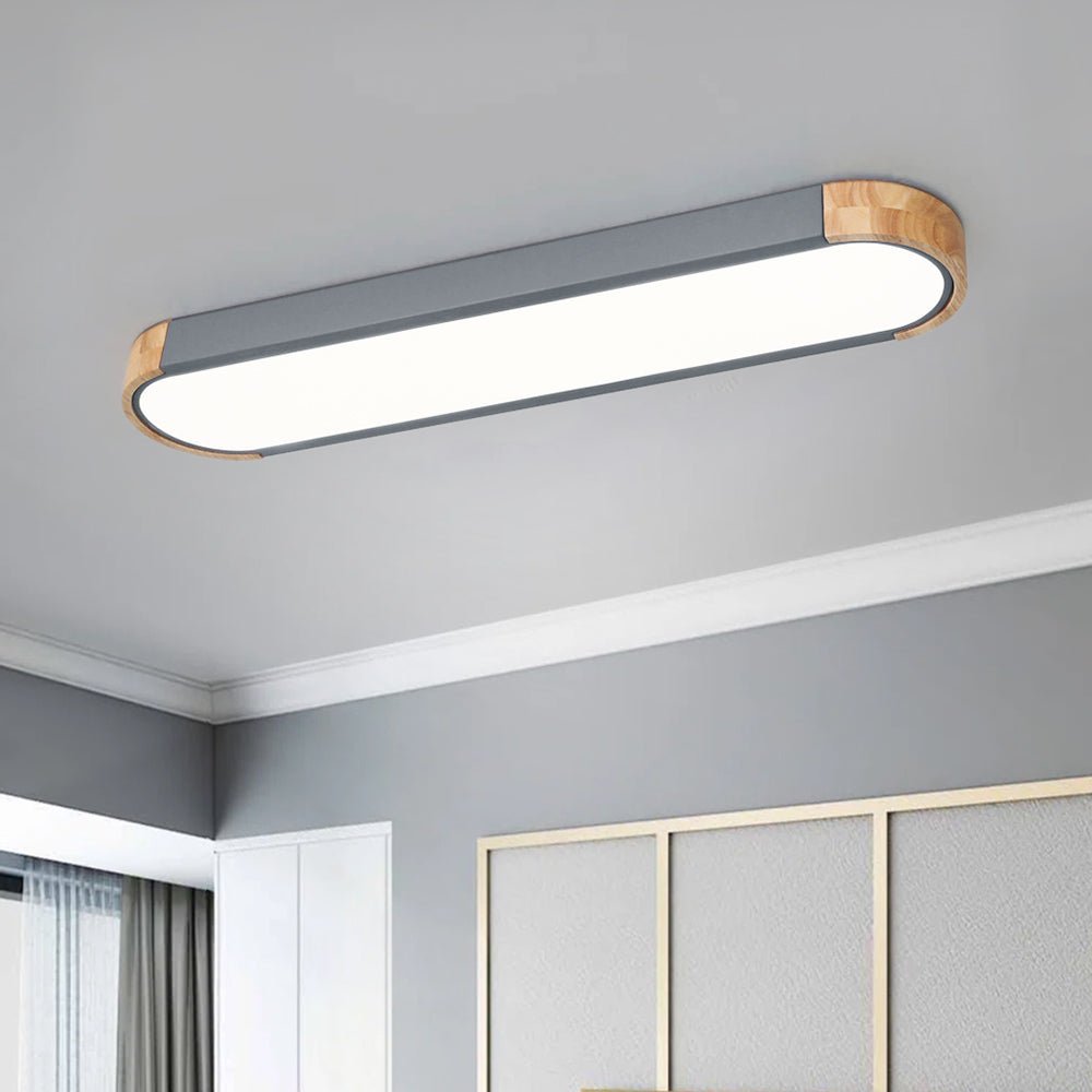 Ovalyn Minimalist Wood Oval LED Ceiling Light