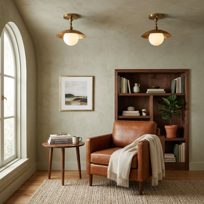 Brass Dome Semi-Flush Ceiling Light