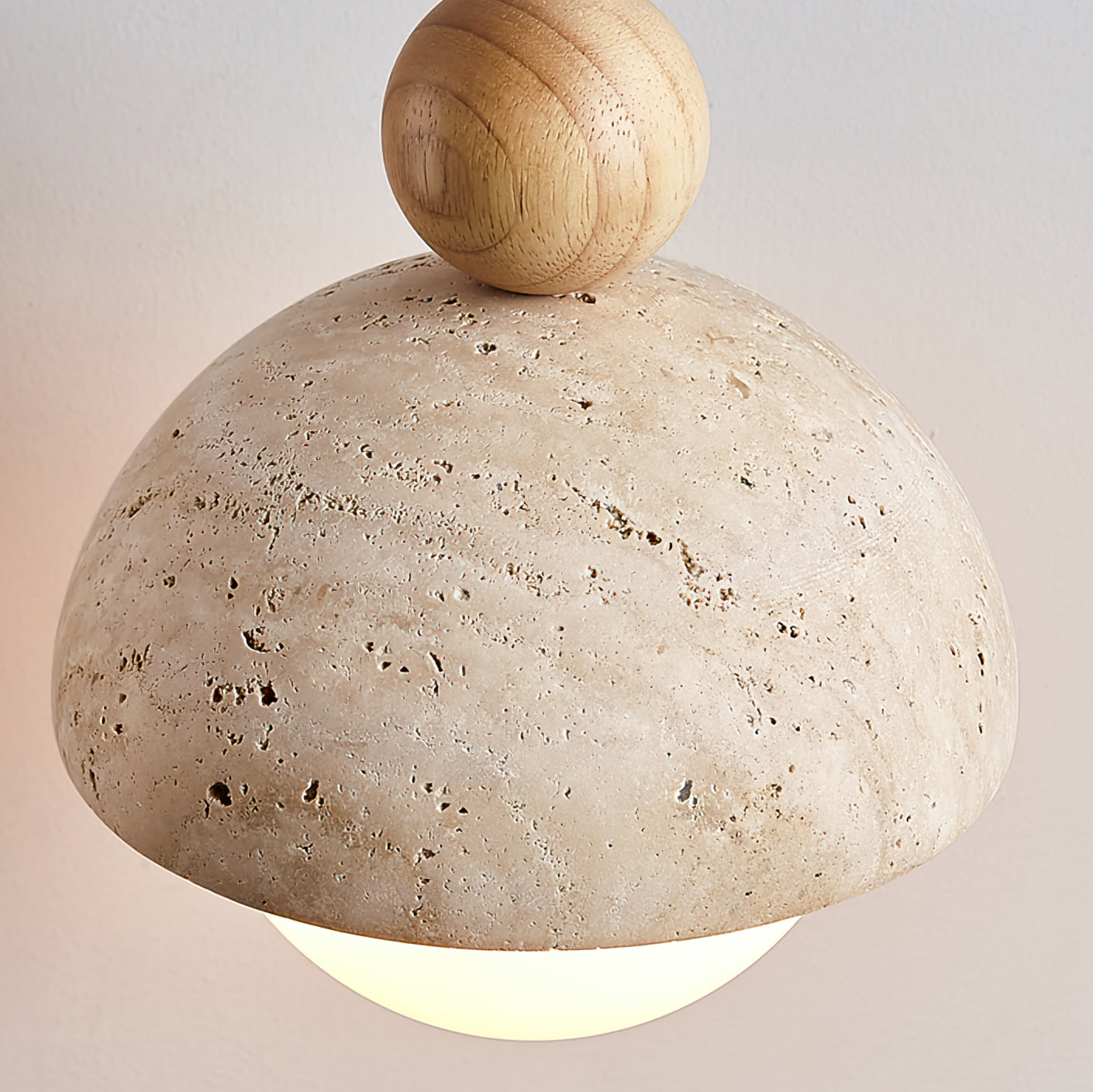 Travertine Dome Wood Pendant Light