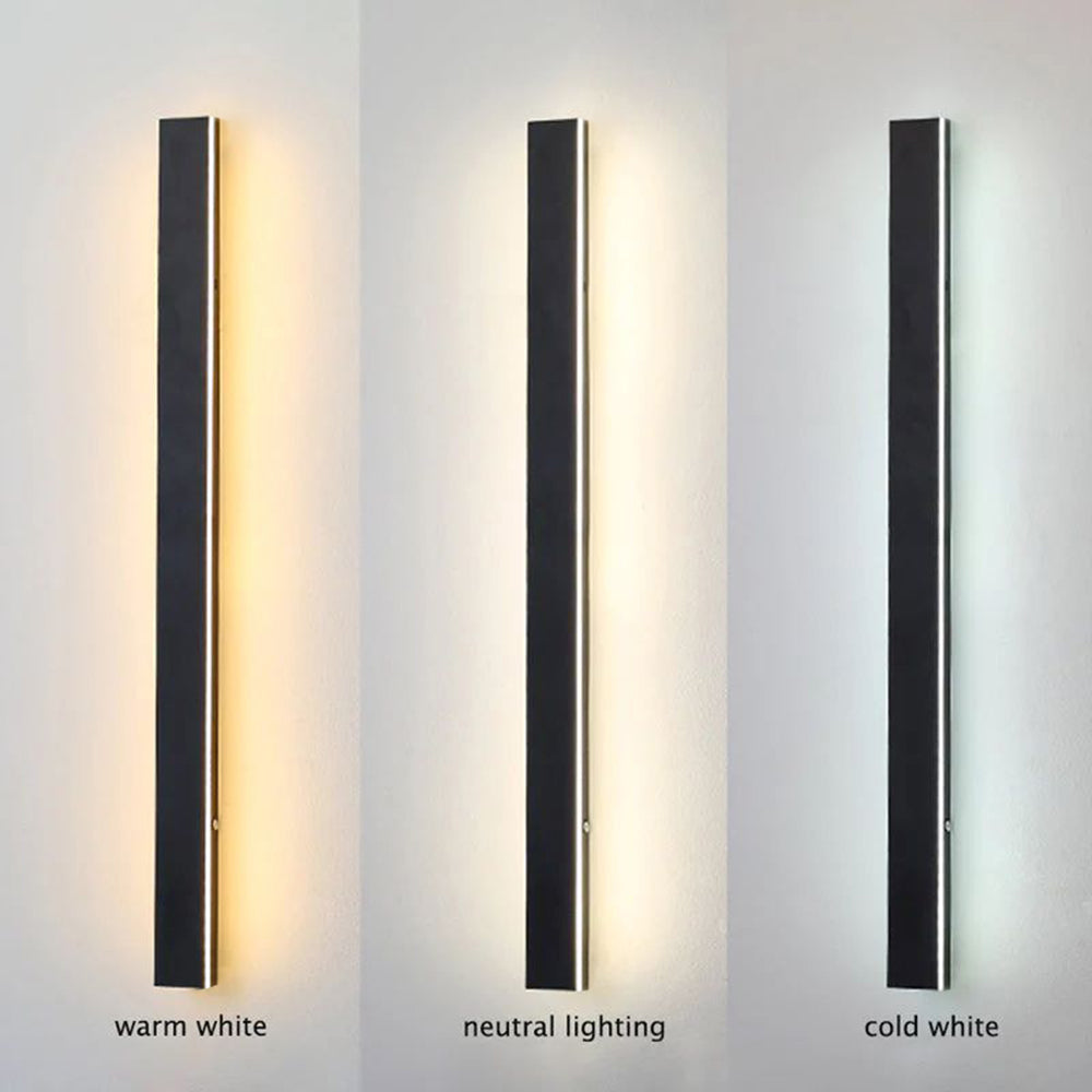 Veldrin Minimalist Slim Black Metal Outdoor Wall Light