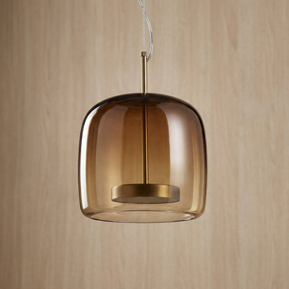 Tinted Glass Drum Pendant Light