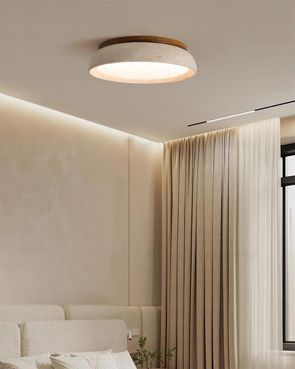 Round Travertine Flush Ceiling Light