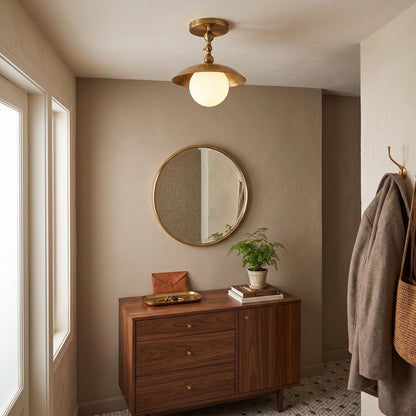 Brass Dome Semi-Flush Ceiling Light