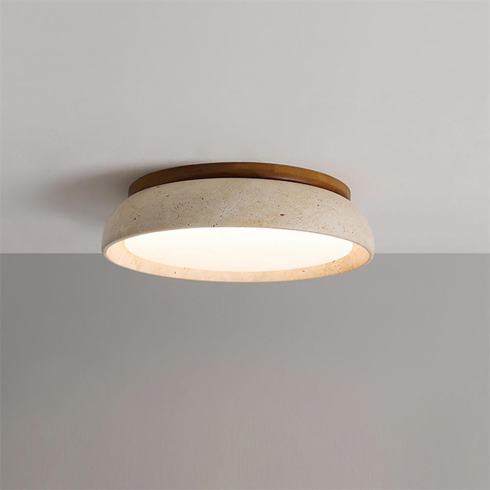 Round Travertine Flush Ceiling Light