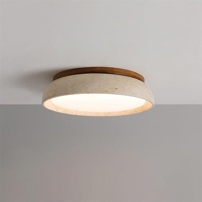 Round Travertine Flush Ceiling Light