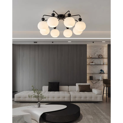 Ribbed Opal Glass Semi-Flush