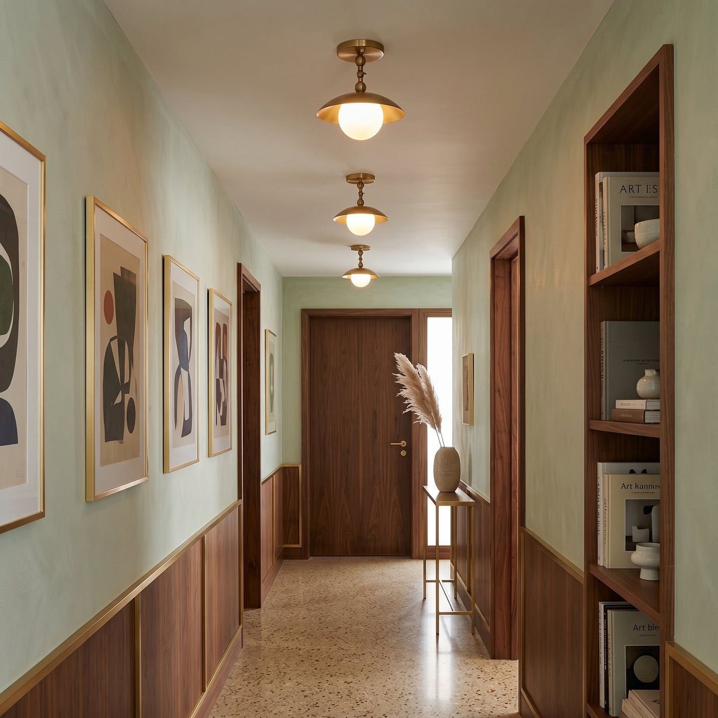 Brass Dome Semi-Flush Ceiling Light
