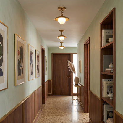 Brass Dome Semi-Flush Ceiling Light