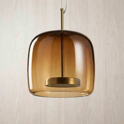 Tinted Glass Drum Pendant Light