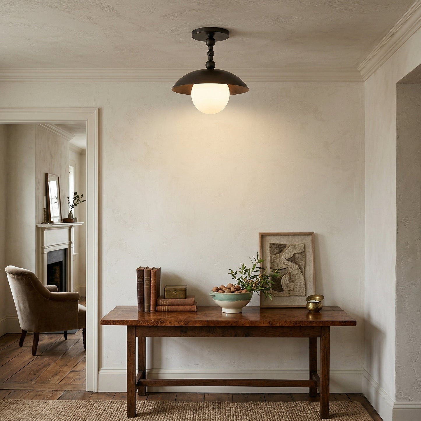 Brass Dome Semi-Flush Ceiling Light