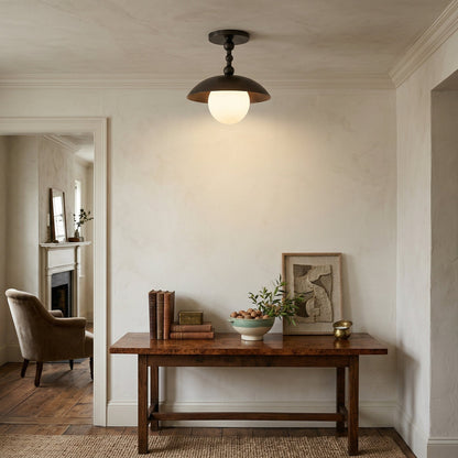 Brass Dome Semi-Flush Ceiling Light