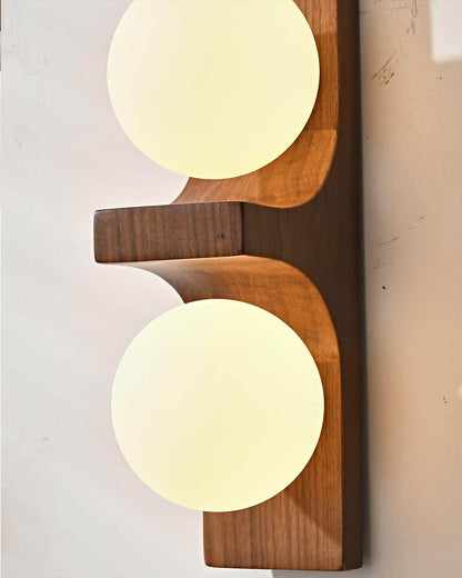 Wood Double Globe Wall Light