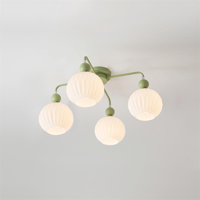 Ribbed Opal Glass Semi-Flush