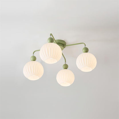 Ribbed Opal Glass Semi-Flush