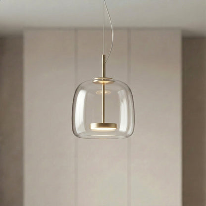 Tinted Glass Drum Pendant Light