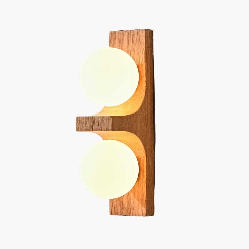 Wood Double Globe Wall Light