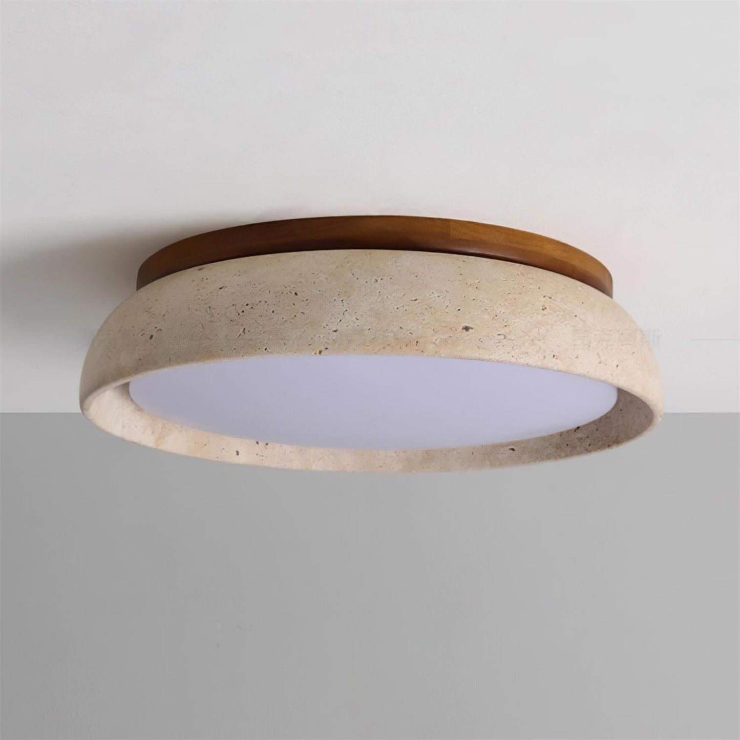 Round Travertine Flush Ceiling Light