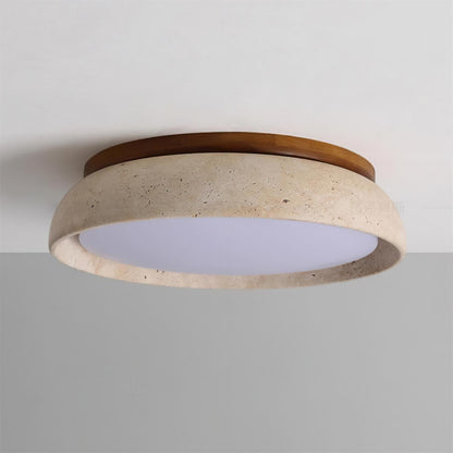 Round Travertine Flush Ceiling Light