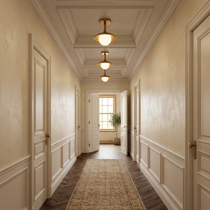 Brass Dome Semi-Flush Ceiling Light