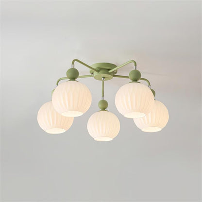 Ribbed Opal Glass Semi-Flush