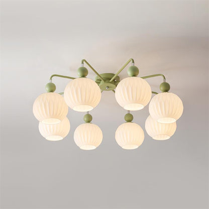 Ribbed Opal Glass Semi-Flush