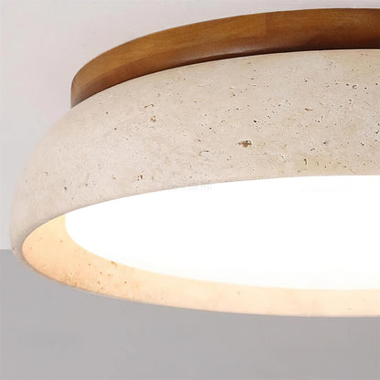 Round Travertine Flush Ceiling Light