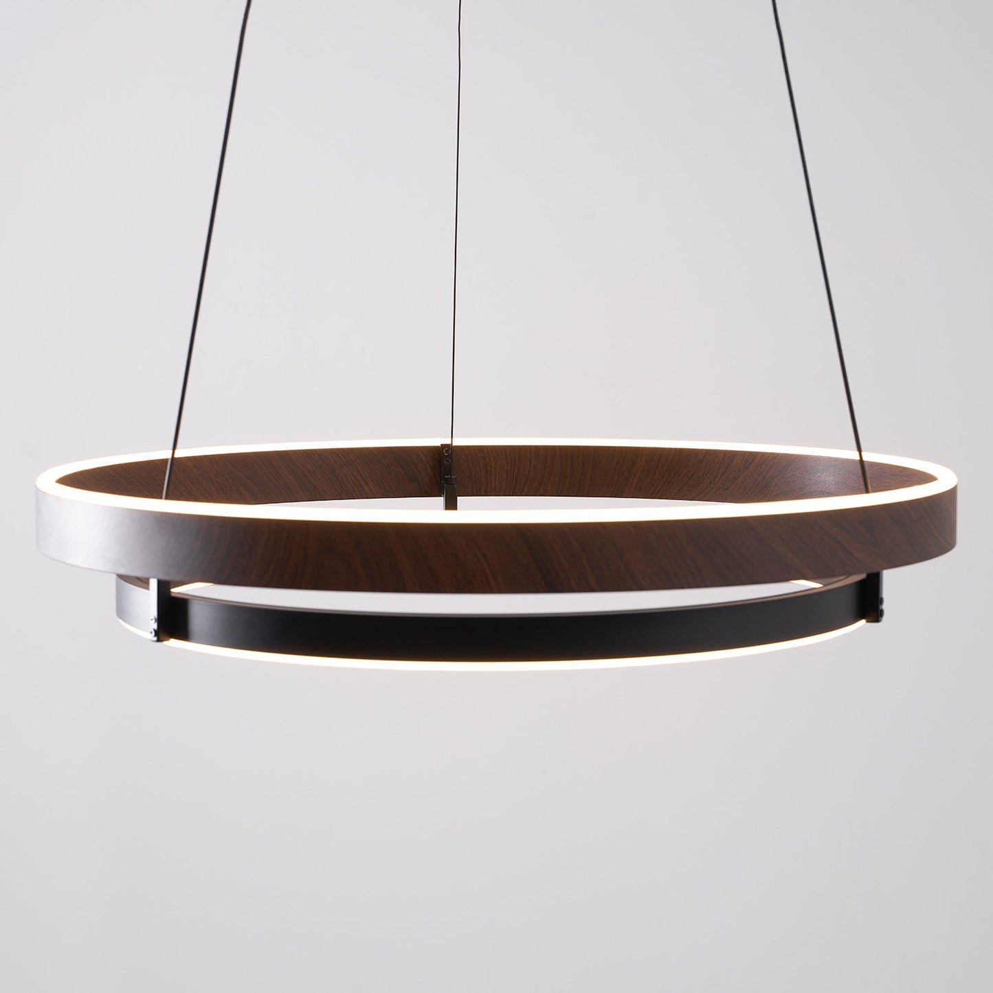 Double Ring Walnut LED Chandelier