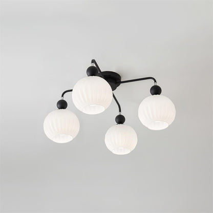 Ribbed Opal Glass Semi-Flush