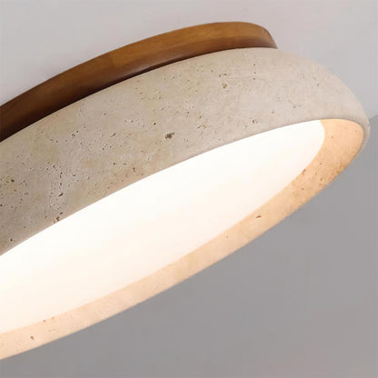 Round Travertine Flush Ceiling Light