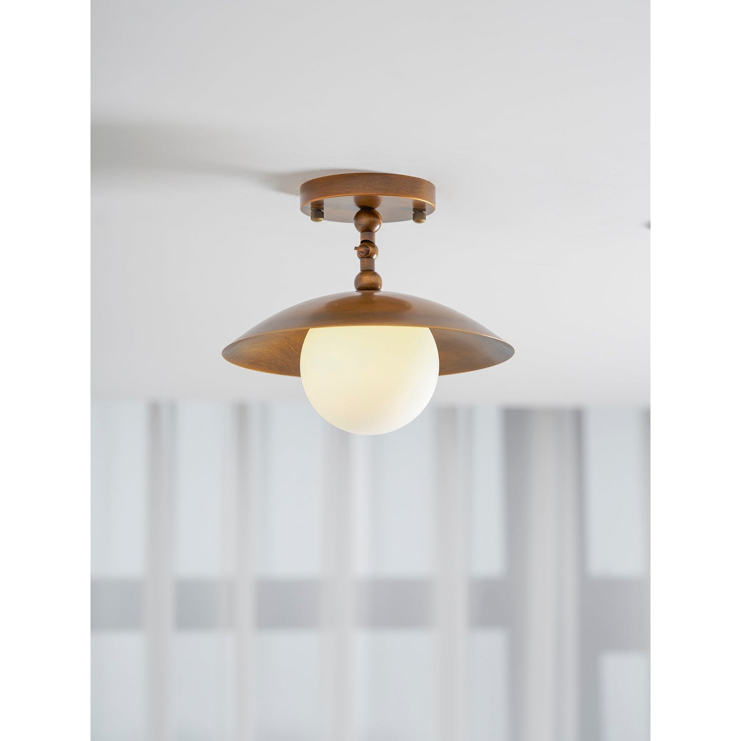 Brass Dome Semi-Flush Ceiling Light