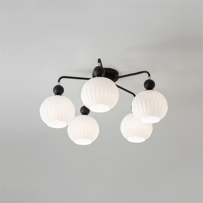 Ribbed Opal Glass Semi-Flush