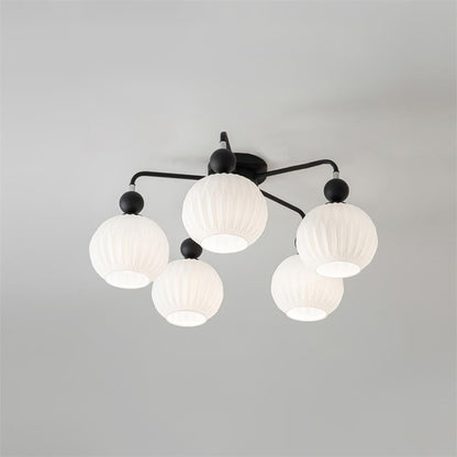 Ribbed Opal Glass Semi-Flush