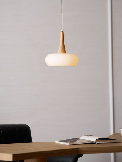 Pebble Glass Wood Pendant Light