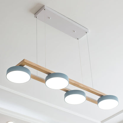 Linear Bird Motif Wood Chandelier