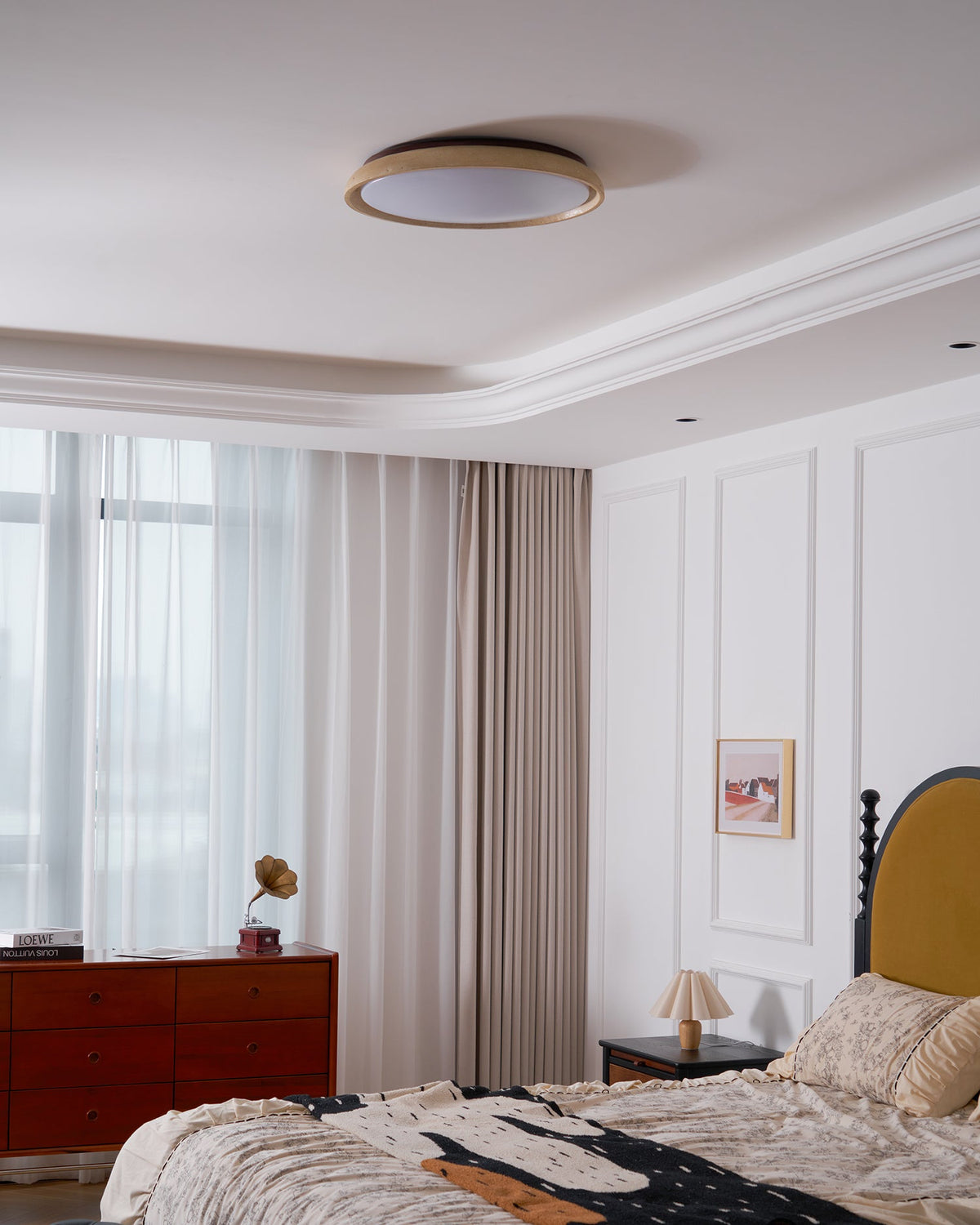 Round Travertine Flush Ceiling Light