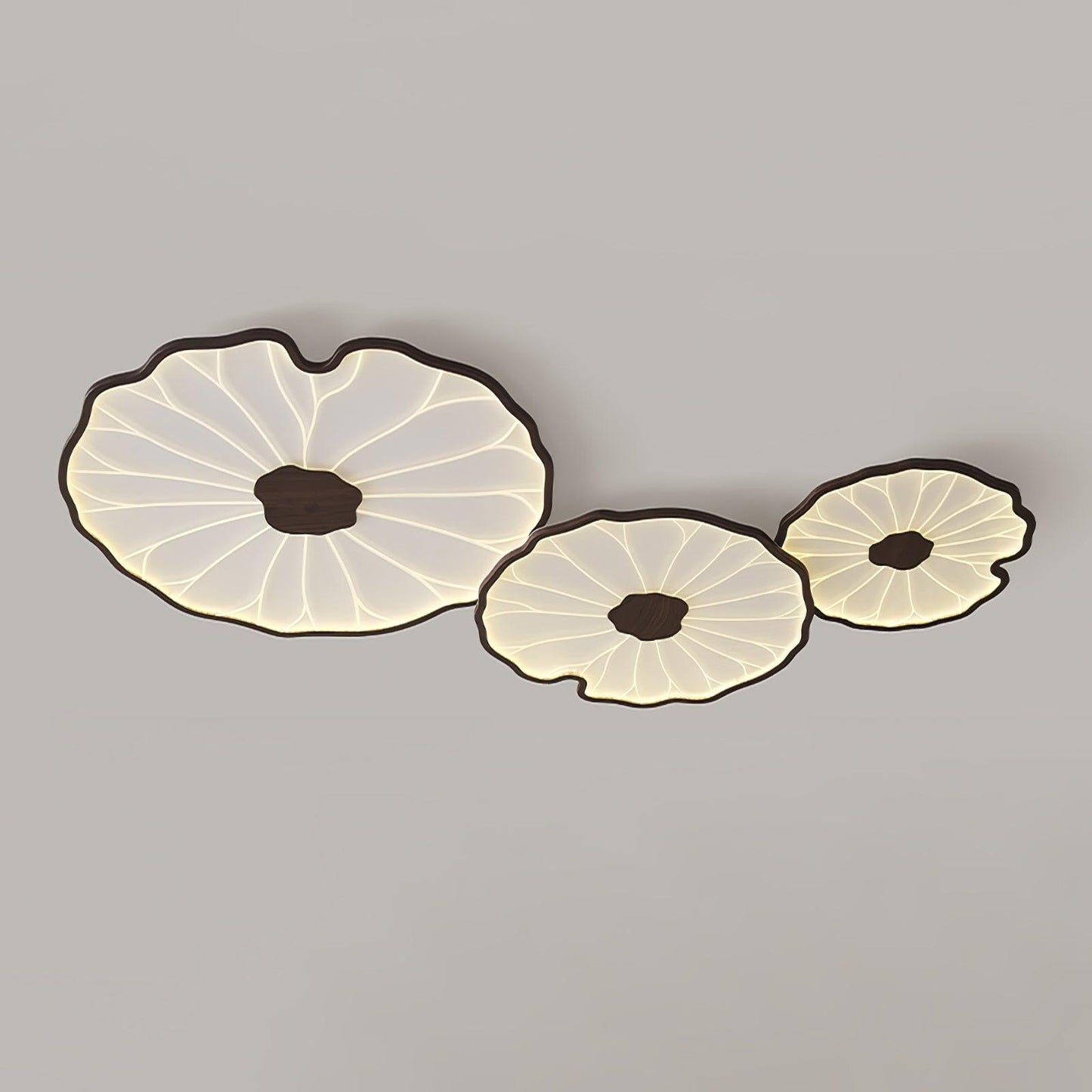 Waterlily Wood-Grain Ceiling Light