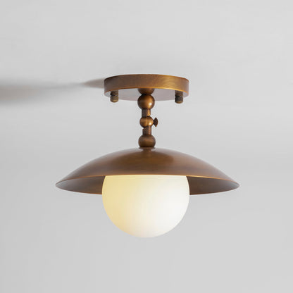 Brass Dome Semi-Flush Ceiling Light
