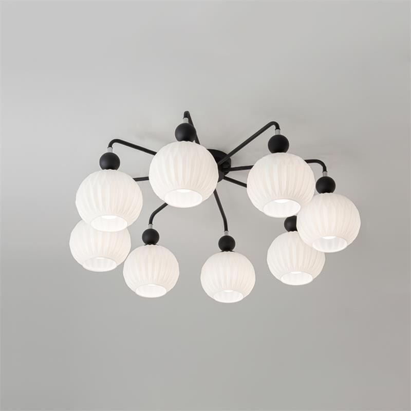 Ribbed Opal Glass Semi-Flush