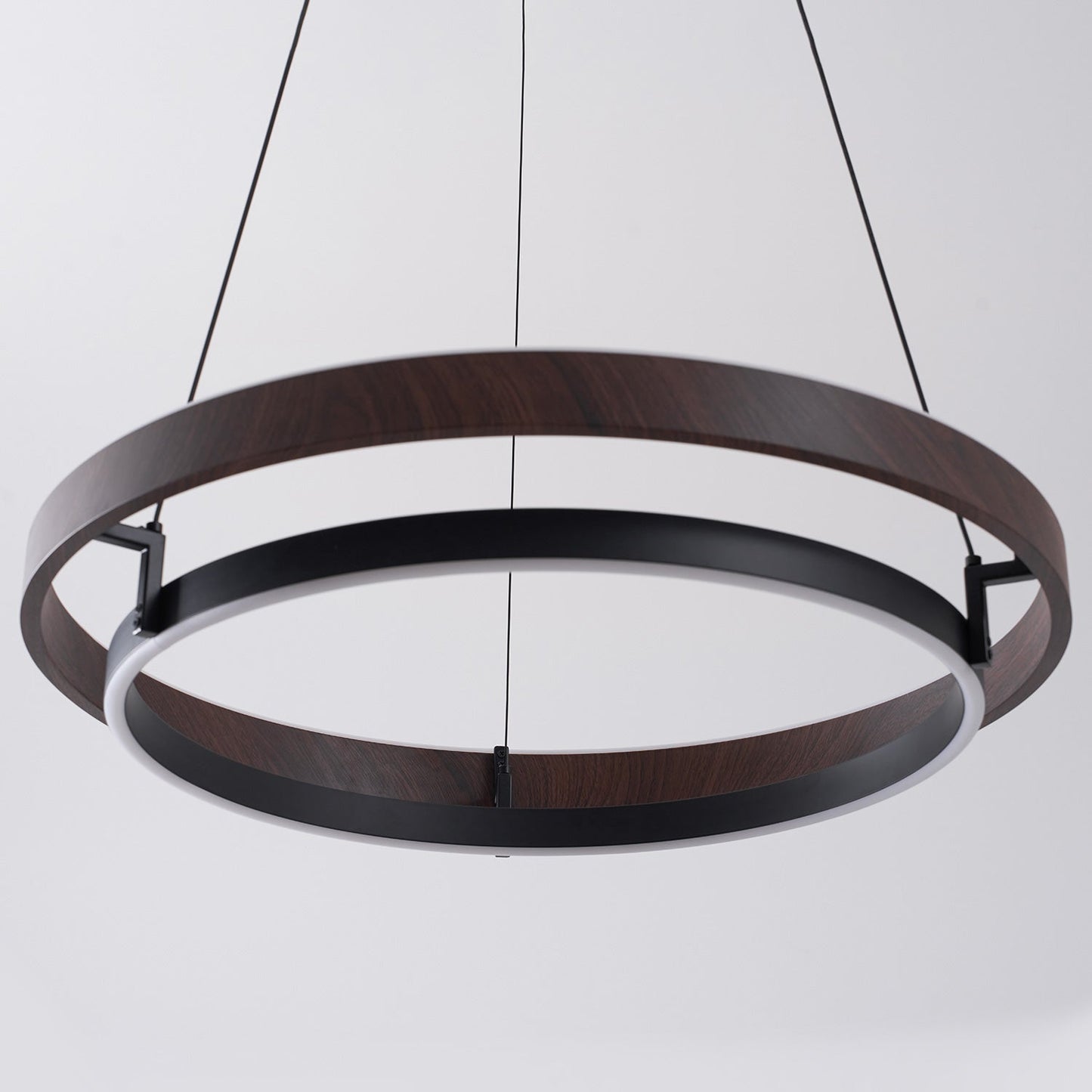 Double Ring Walnut LED Chandelier