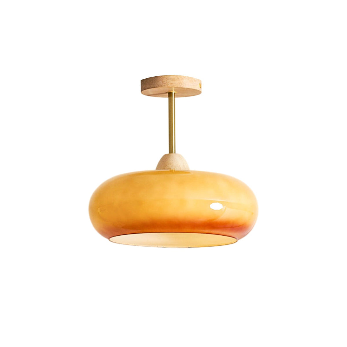 Oval Glass Wood Ceiling Light