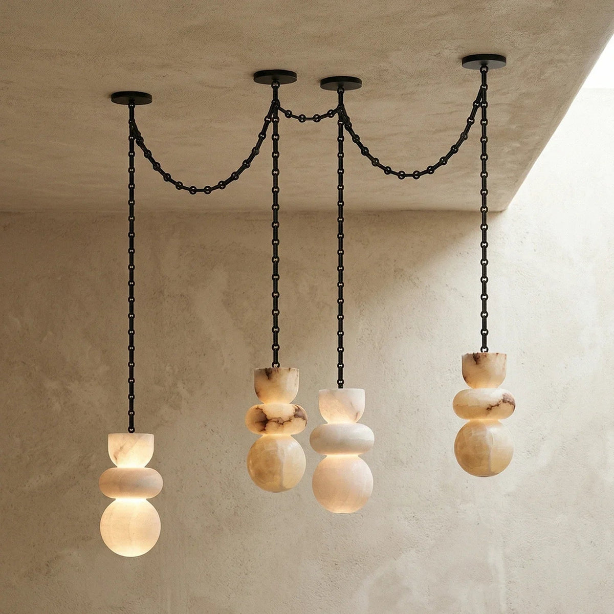 Alabaster Stone Cascade Chandelier