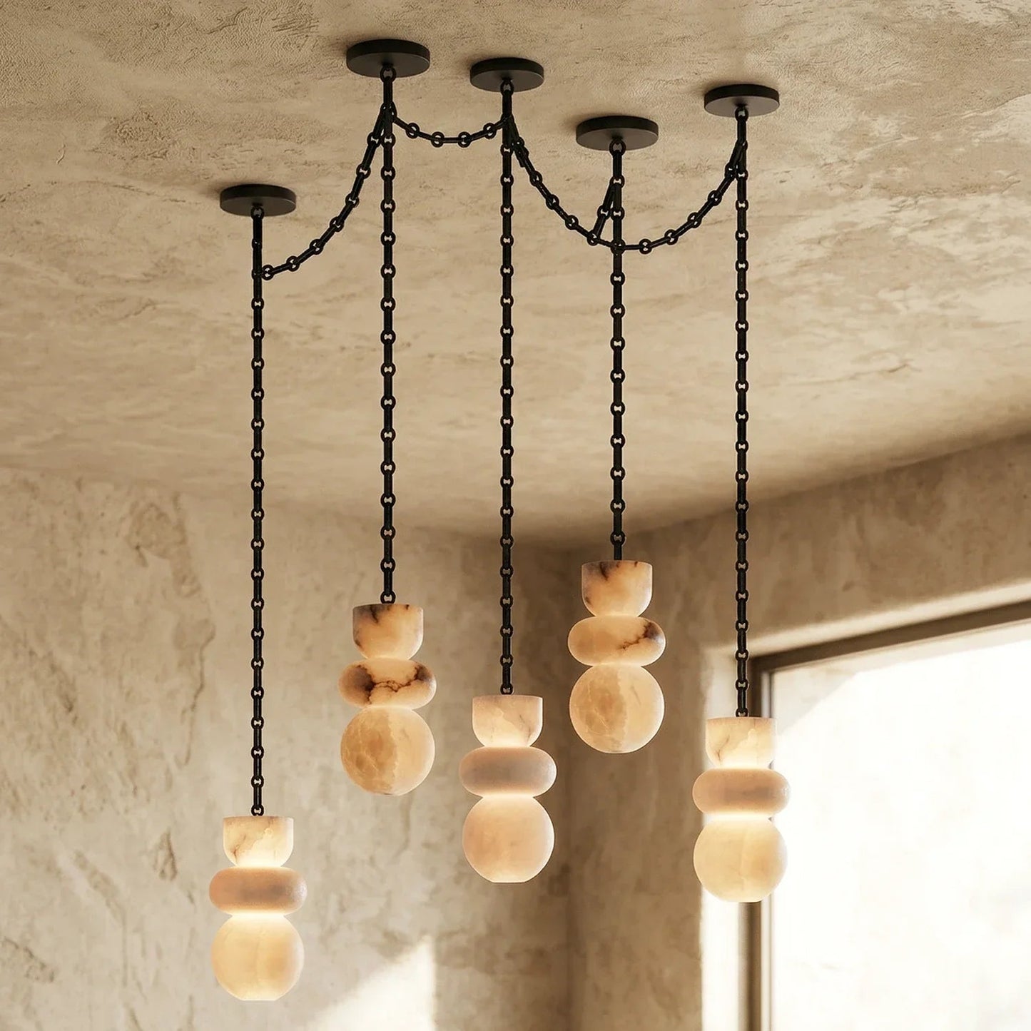 Alabaster Stone Cascade Chandelier