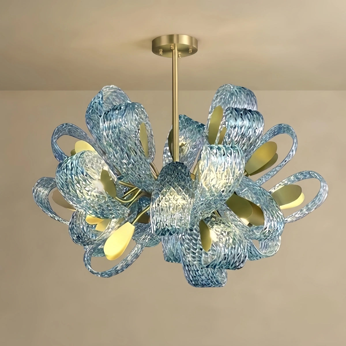 Peacock Feather Glass Chandelier