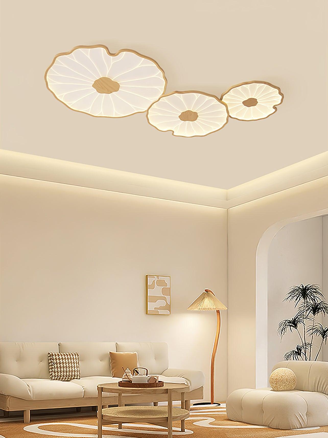 Waterlily Wood-Grain Ceiling Light